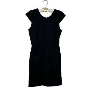 Alice + Olivia  Wool Blend Cap Sleeve Dress Size 0 Black Pinstripe Career Office